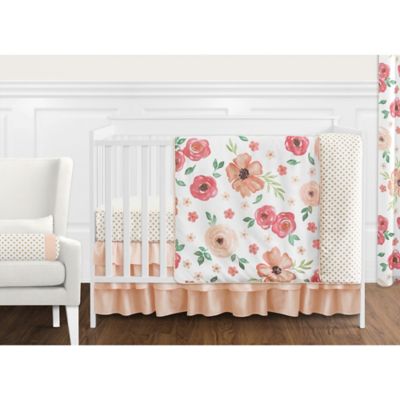 Watercolor Floral Crib Bedding 