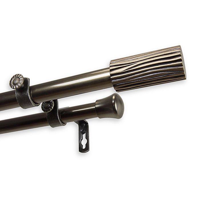 Rod Desyne Cedar 28 to 48-Inch Double Drapery Rod with Finials in Antique Brass