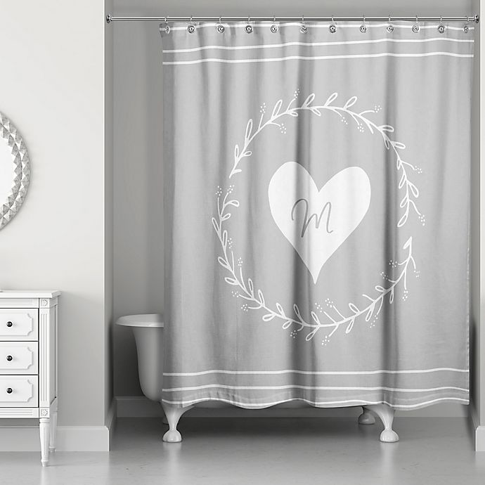 Designs Direct White Heart Wreath Curtain in Grey