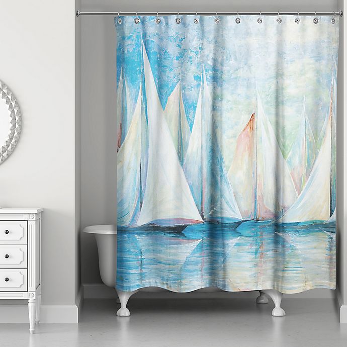 Vintage Map Nautical Shower Curtain Sets Ocean Sailing Boat For Bathroom Decor 