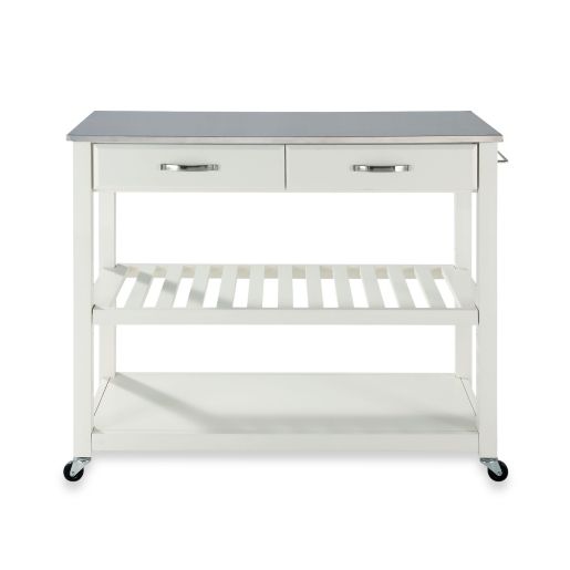 Crosley Stainless Steel Top Rolling Kitchen Cart Island With Removable Shelf Bed Bath Beyond