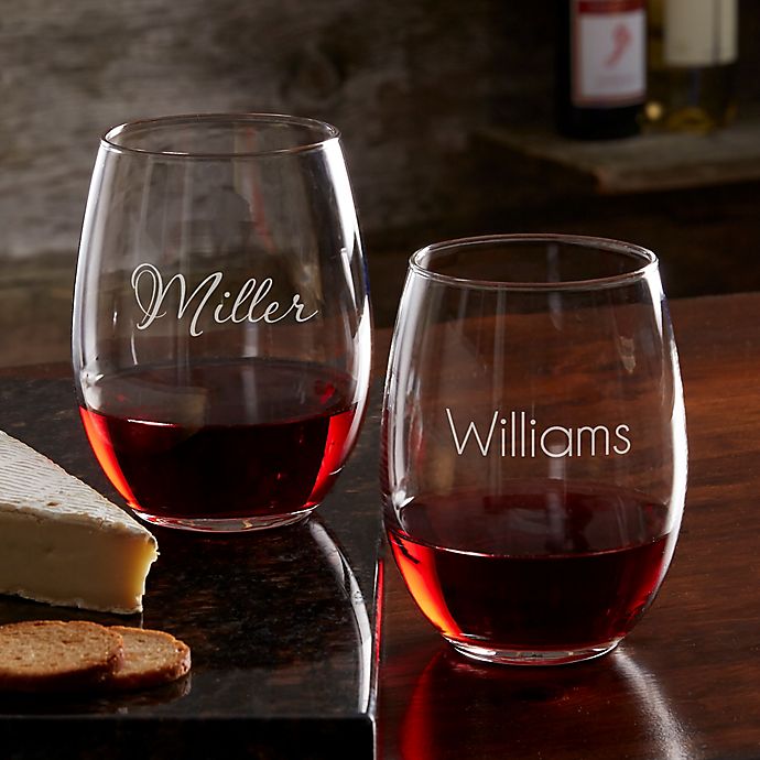 Personalized 21oz Stemless Wine Glasses Custom Wedding Party Anniversary Gifts 