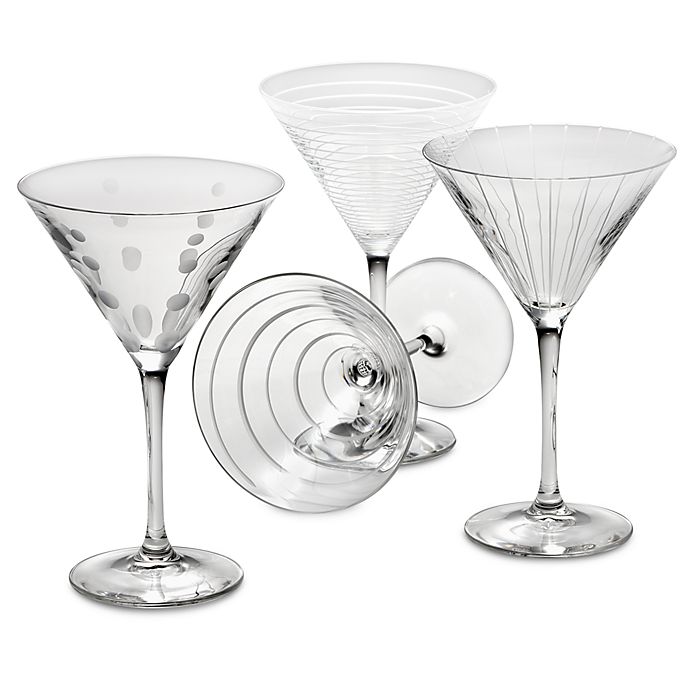 A pair of smartie dotty martini/cocktail glasses