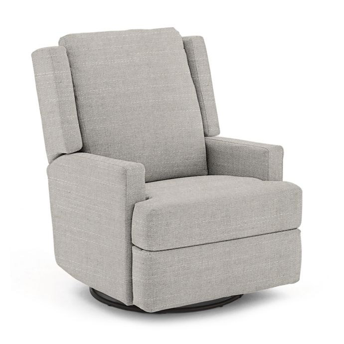 Best Chairs Custom Ainsley Swivel Glider Recliner in Grey Fabrics Bed