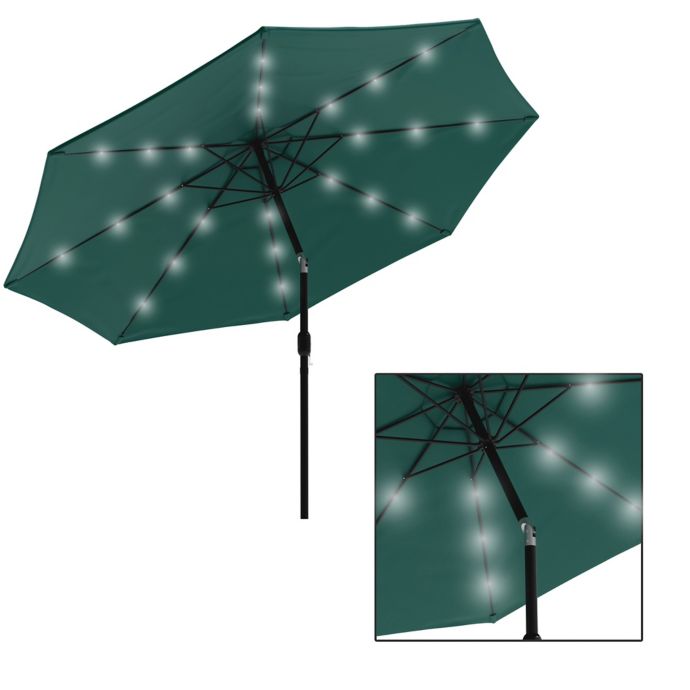 Pure Garden 10 Foot Solar Powered Led Patio Umbrella In Green Bed Bath Beyond