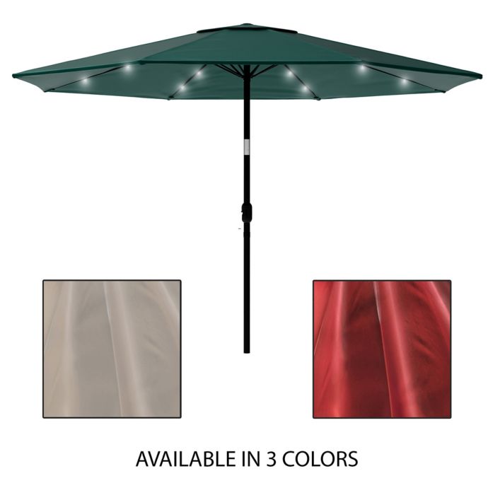 Pure Garden 10 Foot Solar Powered Led Patio Umbrella In Green Bed Bath Beyond