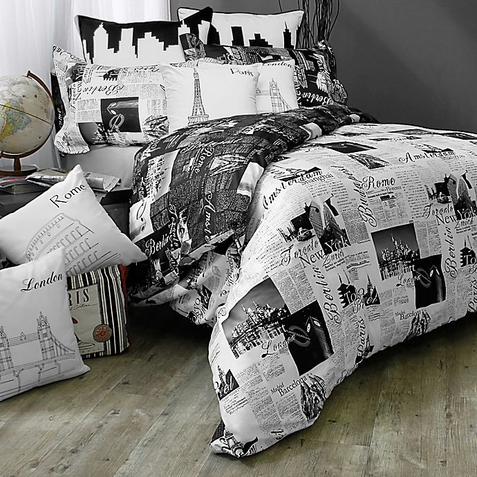 Details about   Black White Quilted Bedspread & Pillow Shams Set Paris City Lovers Print 