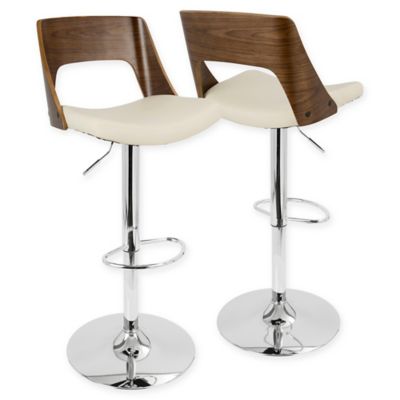 Lumisource Valencia Adjustable Bar Stool With Swivel In Walnut/cream
