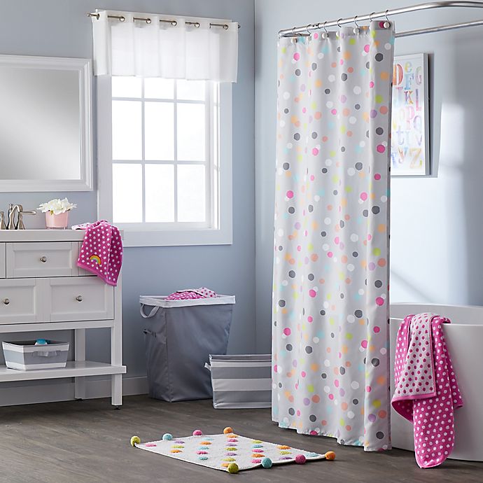 Shower Curtain Set Waterproof Fabric & Hooks Watercolor Confetti Orange Circles 