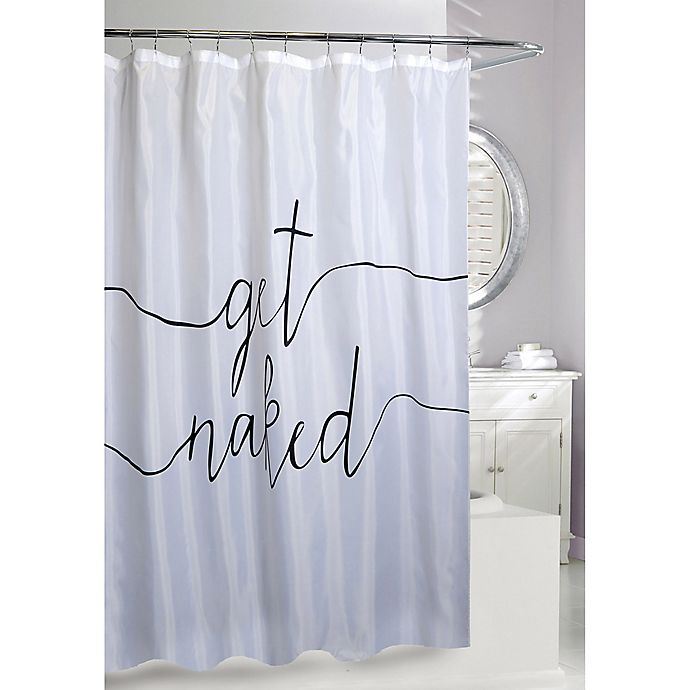 71" Get Naked Funny Words Black Shower Curtain & Hooks Bathroom Accessory Sets 