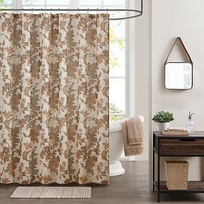 Autumn Floral Brown Birch Bee & Willow Fabric Shower Curtain 
