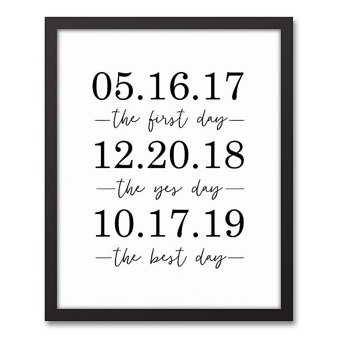 Designs Direct Personalized Important Dates 17.73-Inch x 21.73-Inch Black Framed Canvas Wall Art