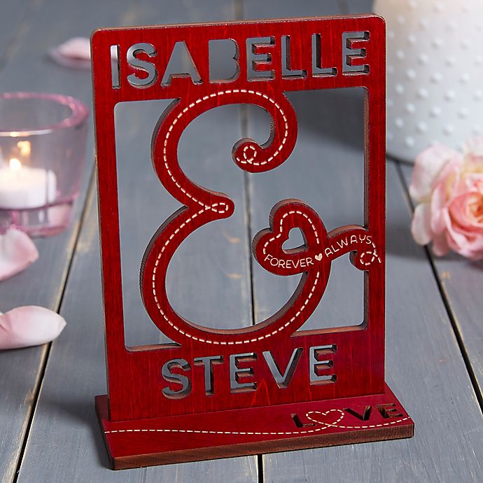 You & I Personalized Wood Cutout Keepsake in Red