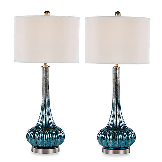 Bel Air Aqua Mercury Glass Table Lamp, Mercury Glass Table Lamps Set Of 2