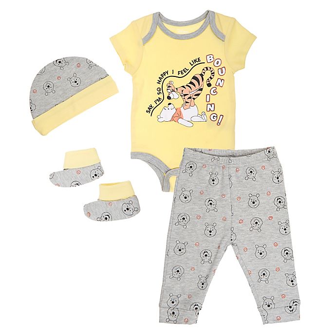 Disney Baby® 4-Piece Tigger and Pooh Cap, Bodysuit, Pant, and Booties Set in Yellow