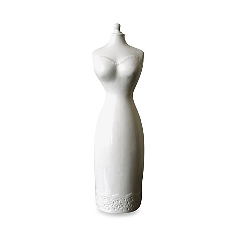 Couture Mannequin Earthenware Toilet Brush Holder in White