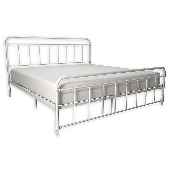 Wyn King Metal Platform Bed in White