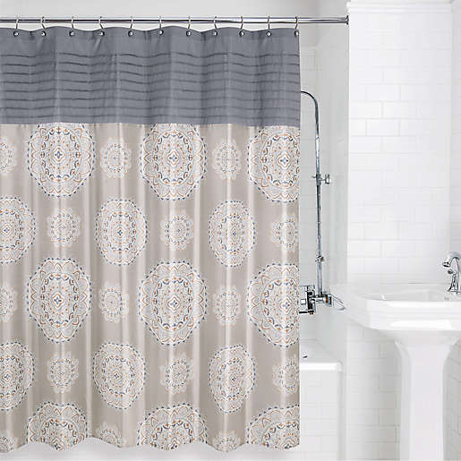Medallion Ikat Shower Curtain Bed, Gray Ikat Shower Curtain