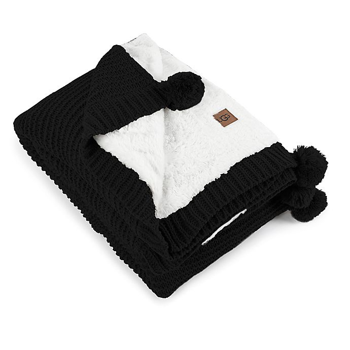 UGG® Cameron Reversible Faux Fur Throw Blanket in Black