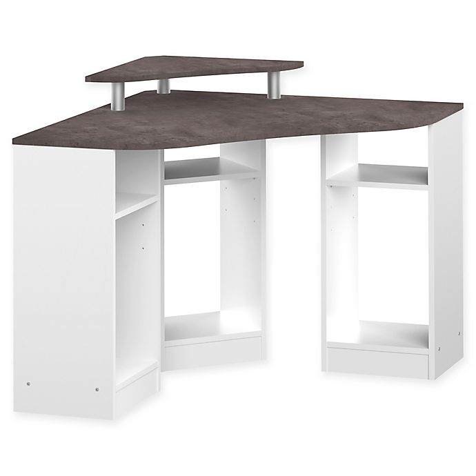 Temahome® Corner Desk in Concrete/White