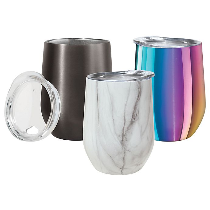 Oggi™ Cheers™ Stainless Steel Wine Tumbler with Clear Lid Collection