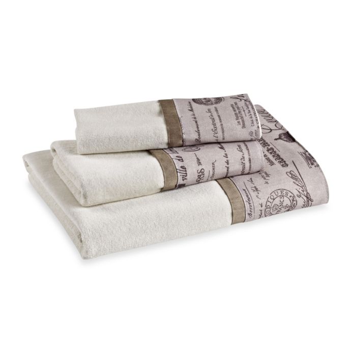 Edwardian Script Natural Bath Towel Bed Bath & Beyond