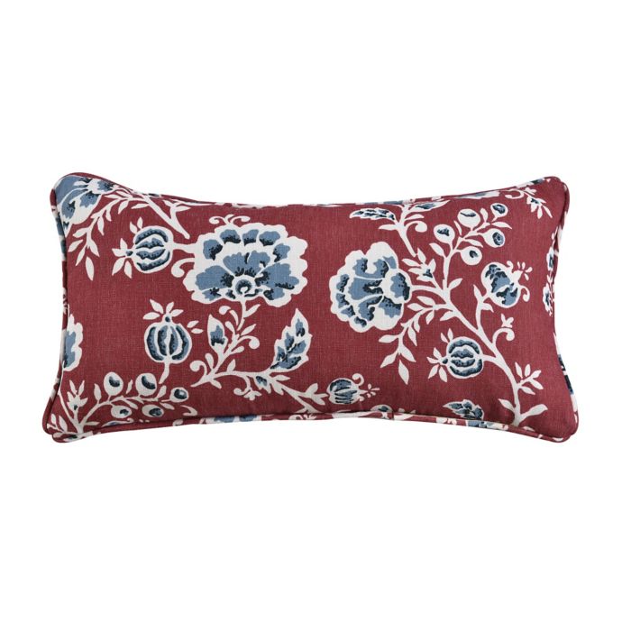 One Kings Lane Open House™ Catrine Vermillion Floral Lumbar Throw Pillow in Coral Bed Bath
