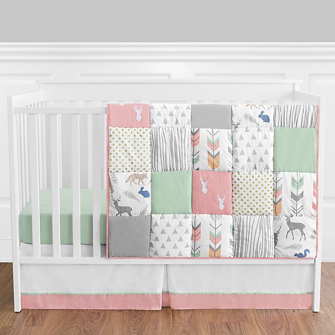 Sweet Jojo Designs® Woodsy 4-Piece Crib Bedding Set in Mint/Coral