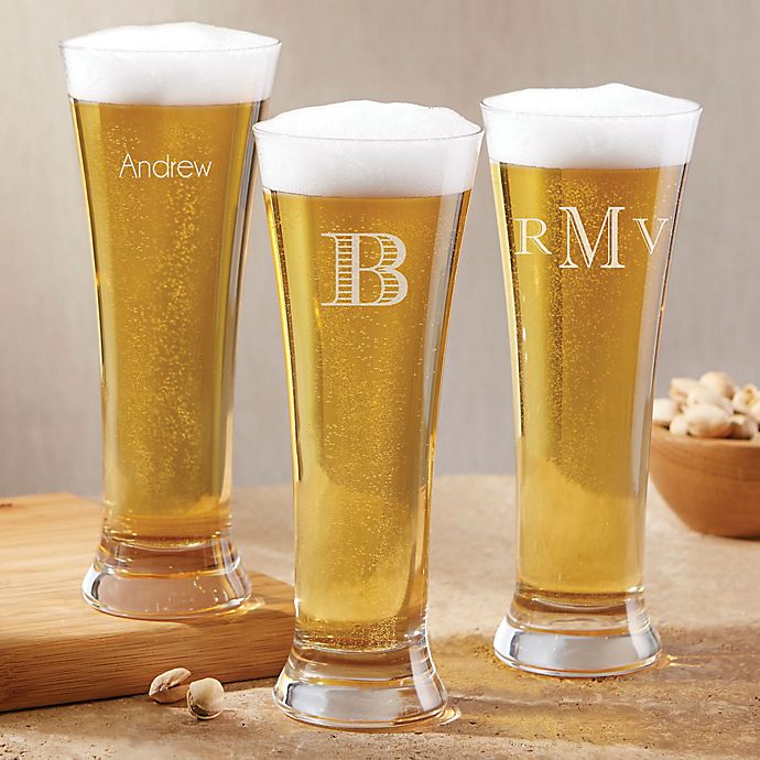 His and Hers Personalized Pilsner Beer Glasses 