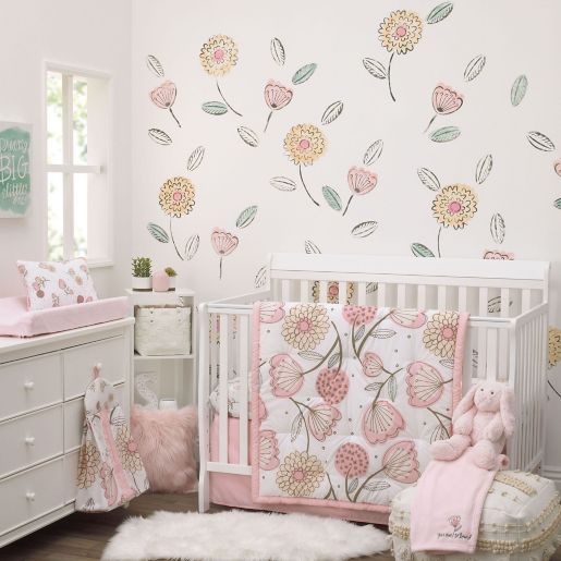 Nojo Beautiful Floral 8 Piece Crib Bedding Set In Pink Bed Bath Beyond