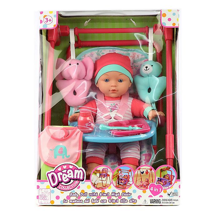 Gi-Go Toy 9-Piece Baby Doll Set with 4-In-1 High Chair