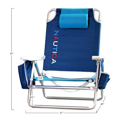 Nautica 5 Position Logo Beach Chair In Navy Bed Bath Beyond