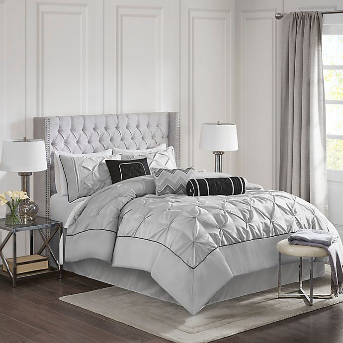 Madison Park Laurel 7-Piece Queen Comforter Set in Grey
