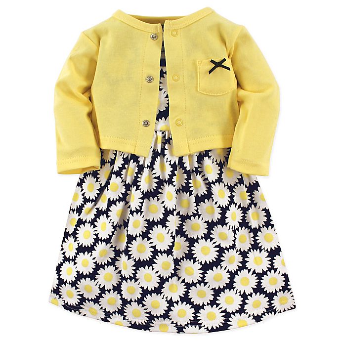 Hudson Baby® 2-Piece Daisy Dress and Cardigan Set in Yellow