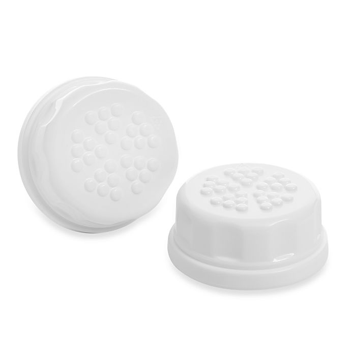 Lifefactory® 2-Pack Baby Bottle Flat Solid Cap Set in White