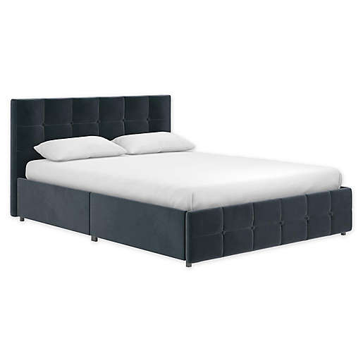 Everyroom Ryder Velvet Upholstered Bed, Upholstered King Bed Frame With Drawers