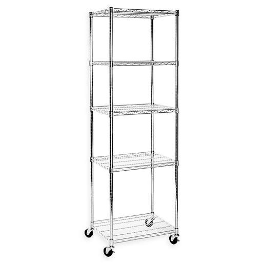 Steel Wire Shelving System With Wheels, Seville Classics 5 Level Commercial Shelving With Wheels