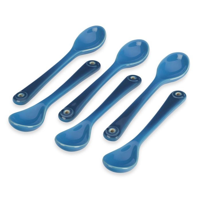 Le Creuset Caribbean Blue Cafe Spoons Teaspoons Espresso Set of 6 for sale online 