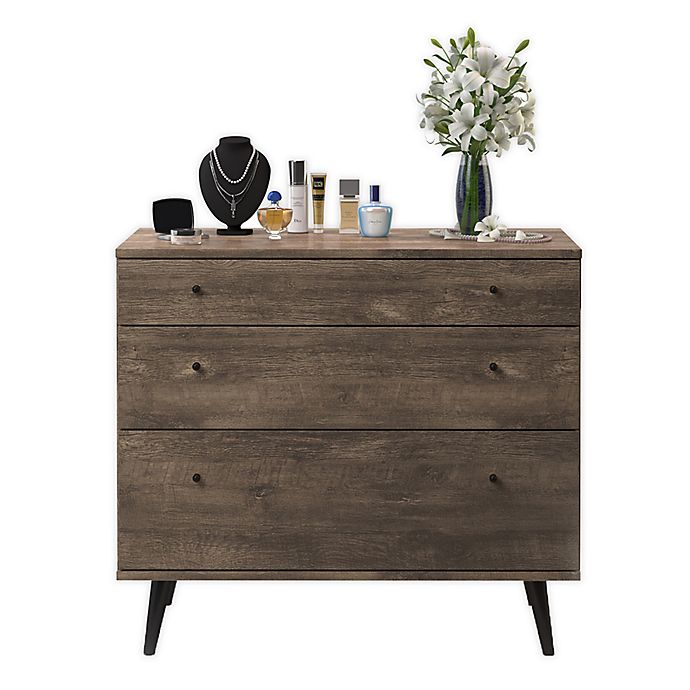 Midtown Concept™ Mid-Century 3-Drawer Dresser in Brown