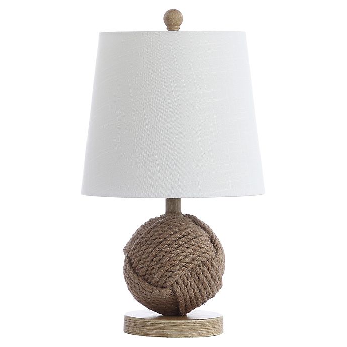 JONATHAN Y Monkey Fist Ball LED Table Lamp in Natural with Linen Shade