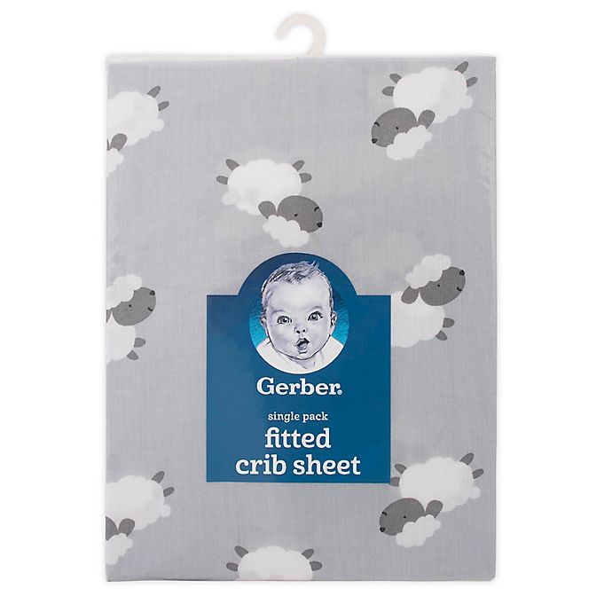 Gerber® Lamb Fitted Crib Sheet in Grey/White