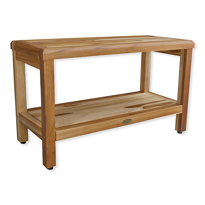 EcoDecors™ Classic 29-Inch Teak Shower Bench with Shelf in Natural