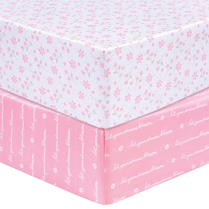 Sammy & Lou Floral Fitted Crib Sheets in Pink/Grey (Set of 2)
