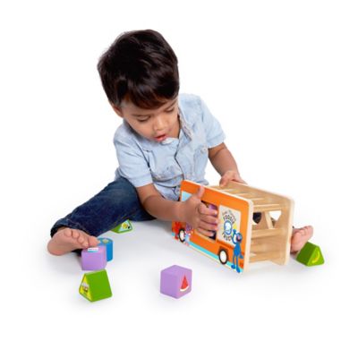 top bright wooden shape sorter