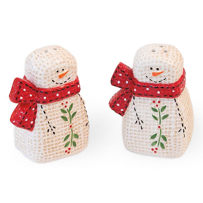 Twin Frosty SNOWMAN SALT PEPPER SHAKERS Christmas Winter Holiday Collectible SET 