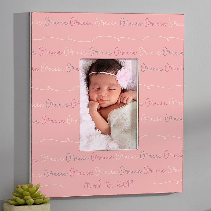 Modern Baby Girl Personalized Repeating Name Vertical Frame