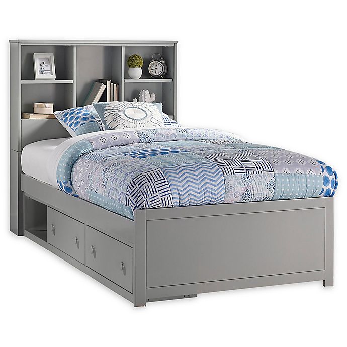 Hillsdale Caspian Twin Bookcase Bed with Storage in Grey