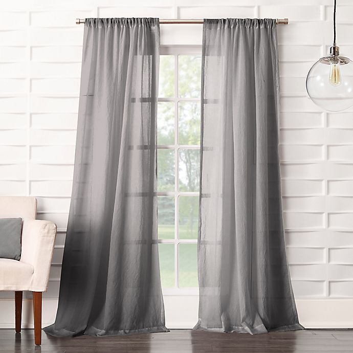 No. 918® Lourdes 63-Inch Rod Pocket Semi-Sheer Window Curtain Panel in Gray (Single)
