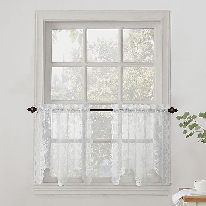 No.918® Alison Lace Scalloped Sheer Kitchen Window Curtain Tier Pair