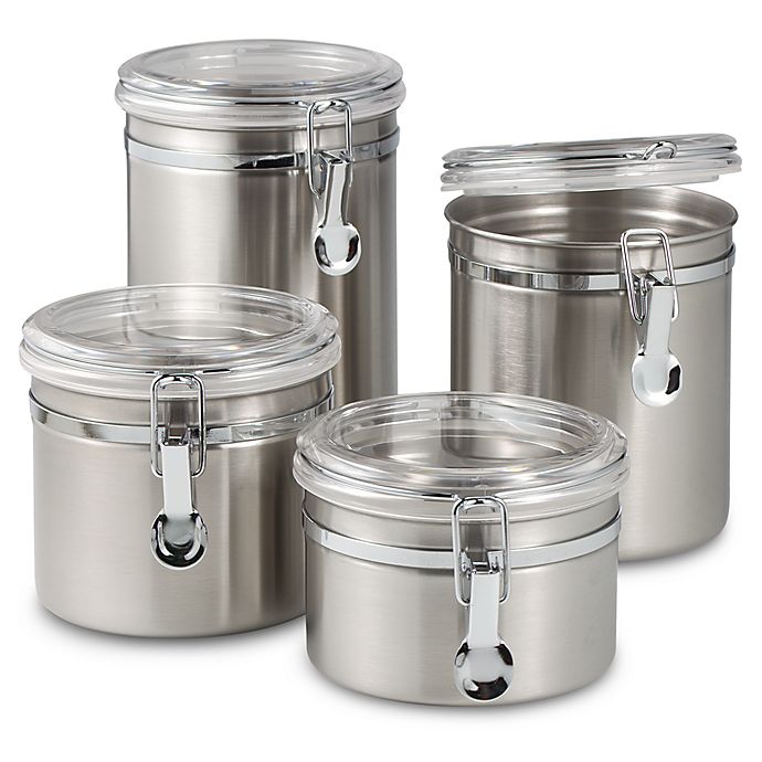 Free Shipping Oggi 47-Ounce Stainless Steel Canister with Clear Arylic Lid an.. 